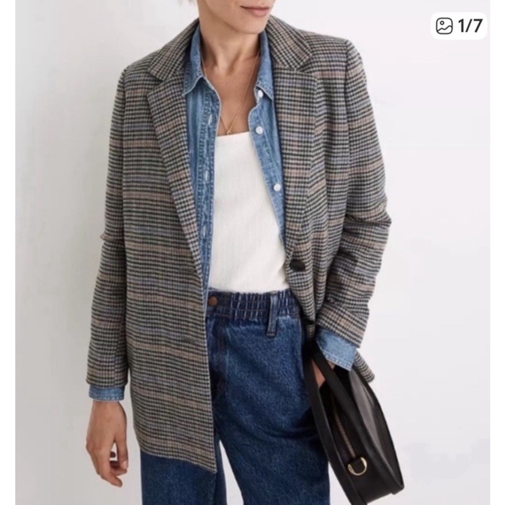 Madewell Dorset Plaid Wool Blend Blazer Size XL Women Oversized Academia Preppy - Picture 2 of 11